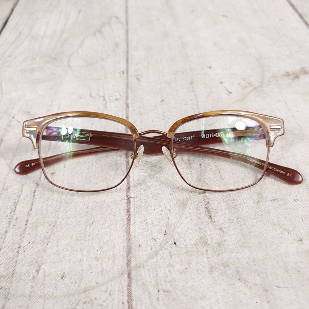 Penguin The Eddie FRAMES ONLY - Brown Tortoise Eyeglasses - 50-18-145 BR - USED